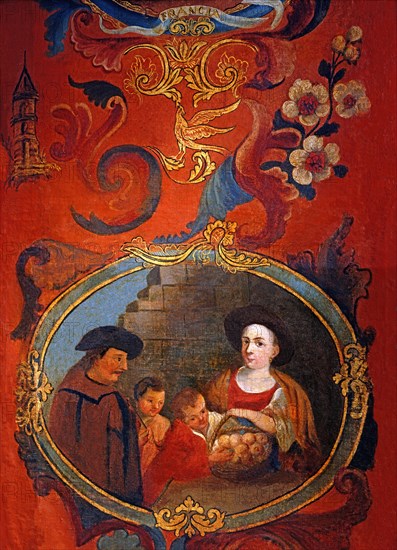 Folding screen with allegory of European nations (detail)