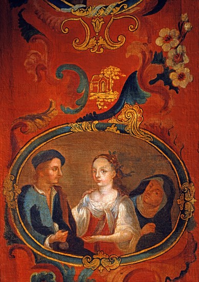 Folding screen with allegory of European nations (detail)