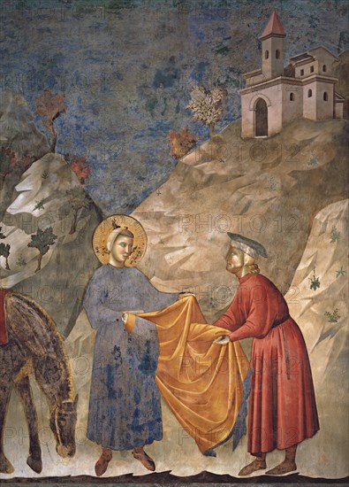 Giotto, Saint François donne son manteau à un chevalier pauvre