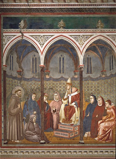 Giotto, La prédication de saint François devant le pape Honorius III