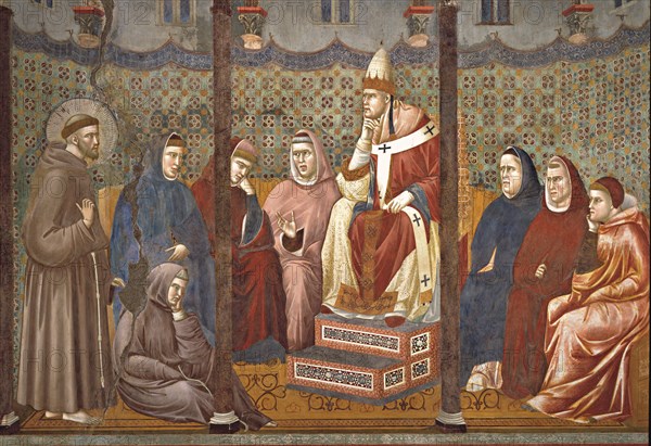 Giotto, La prédication de saint François devant le pape Honorius III (détail)