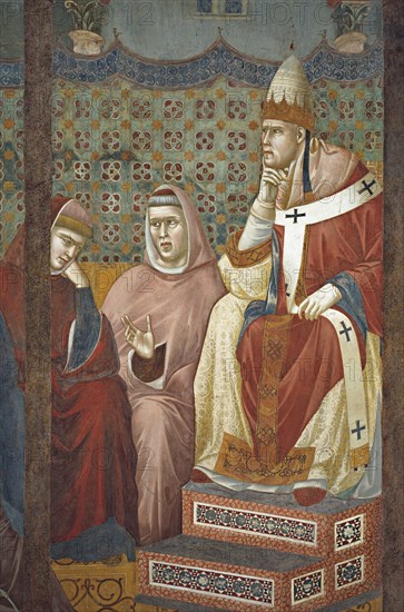 Giotto, La prédication de saint François devant le pape Honorius III (détail)