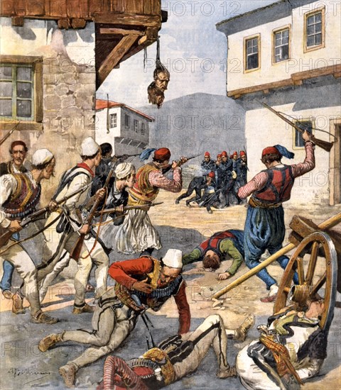 Révolte en Macédoine. Affrontements entre révolutionnaires et soldats turcs dans la région du Kosovo (1903)