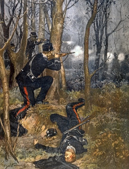 Carabiniers tués et blessés dans la lutte contre des braconniers, à Bolgheri (1909)
