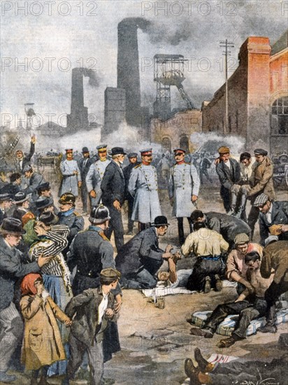 120 mineurs tués par le feu dans une mine de Westphalie, l'empereur Guillaume II assiste au sauvetage des mineurs asphyxiés (1912)