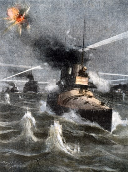 Guerre italo-turque. Raid nocturne des torpilleurs italiens dans le Détroit des Dardanelles (1912)