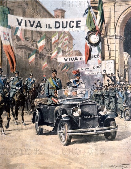 Arrivée triomphale de Mussolini à Turin (1932)