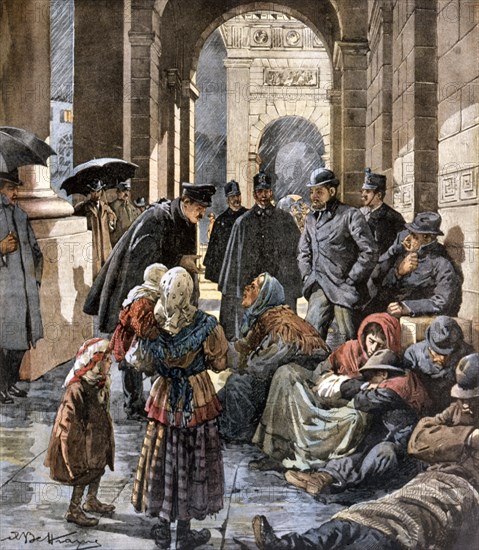 La recherche des sans-abri à Milan pour les emmener dans les dortoirs publics (1902)