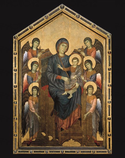 Cimabue, La Vierge et l'Enfant en majesté entourés de six anges