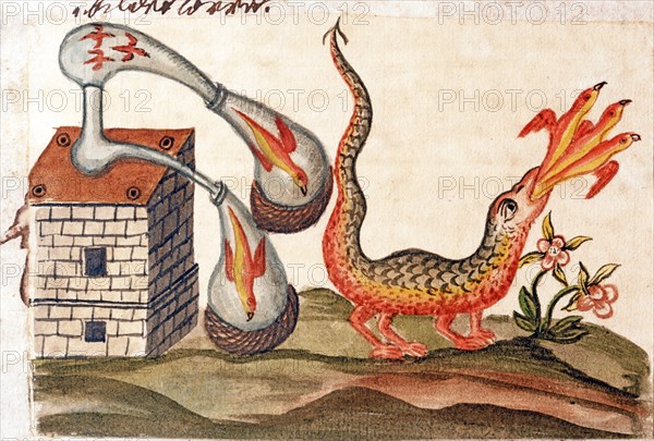 Distillation alchimique des essences, des âmes et des esprits, manuscrit alchimique "Clavis Artis" attribué à Zoroastre (Zarathoustra)