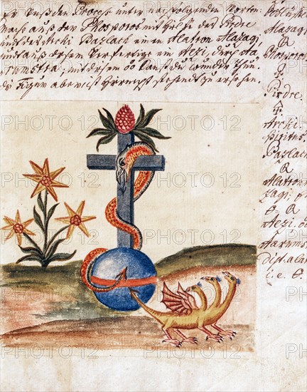 Symbolique alchimique, manuscrit alchimique "Clavis Artis" attribué à Zoroastre (Zarathoustra)