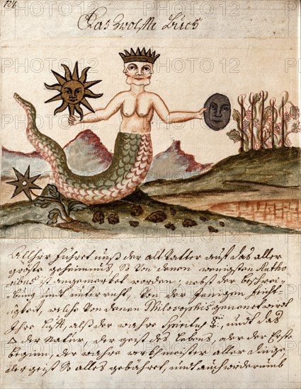 Figure de l'être illuminé, du sage, du magicien, manuscrit alchimique "Clavis Artis" attribué à Zoroastre (Zarathoustra)