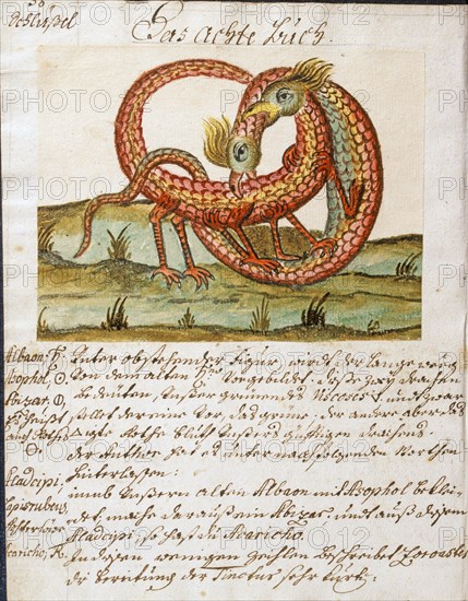 Phase de l'Opus Alchemicus, manuscrit alchimique "Clavis Artis" attribué à Zoroastre (Zarathoustra)