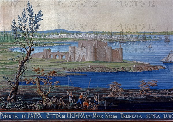 Baseggio, Vue de la ville et de la forteresse de Caffa en Crimée, sur la mer Noire (détail)
