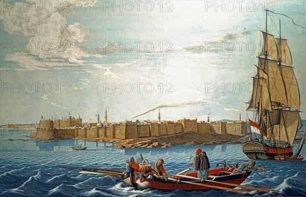 Baseggio, Vue sur la baie et les forteresses de Tripoli di Barberia (détail)