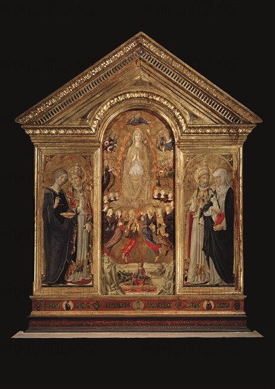 Lorenzo di Pietro, L'Assomption de la Vierge entre les saints Agathe, Calixte, Catherine, Pie
