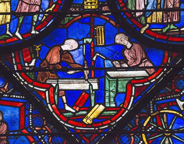 Les menuisiers au travail (vitrail de Chartres)