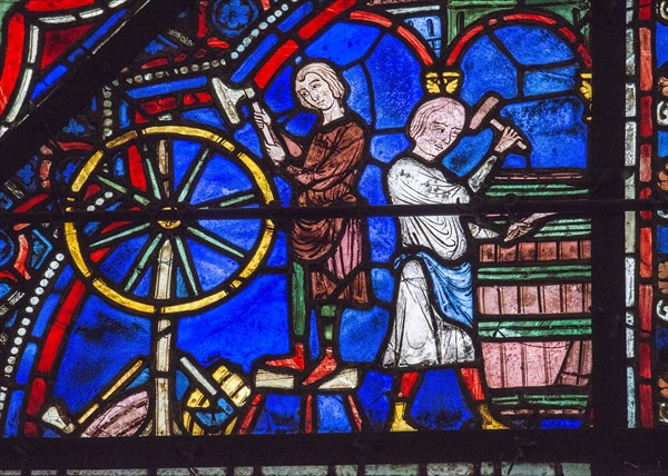 Charron et tonnelier (vitrail de Chartres)