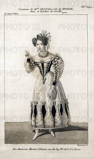 Costume de scène pour le personnage de Rosine dans "Le Barbier de Séville" (1819)