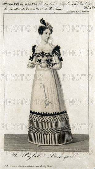 Costume de scène pour le personnage de Rosine dans "Le Barbier de Séville" (1819)