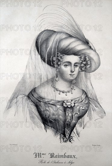 Portrait de Mme Raimbaux dans le rôle d'Isabelle dans "Italiana in Algeri" de Rossini (1831)