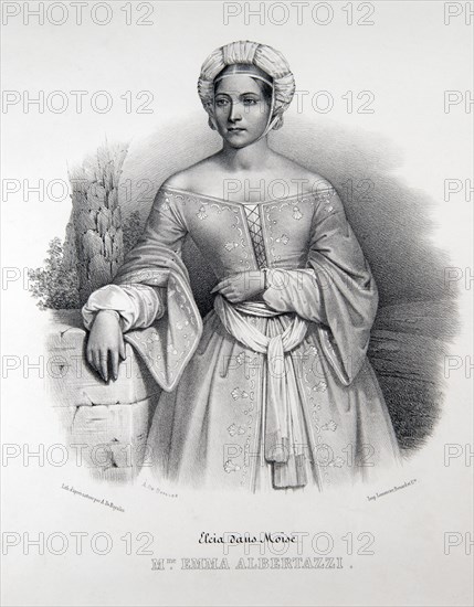 Portrait d'Emma Albertazzi dans le rôle d'Elcia dans "Mosè in Egitto" de Rossini