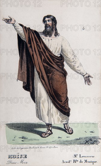 Nicolas-Prosper Levasseur dans le rôle de Moïse dans l'opéra "Moïse et Pharaon" de Rossini