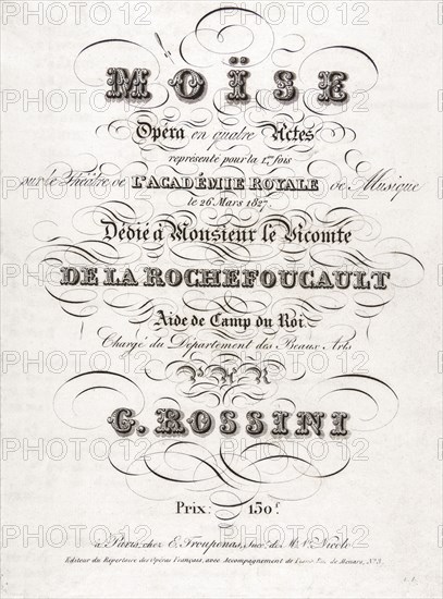 Frontispice du livret de "Moïse" de Rossini