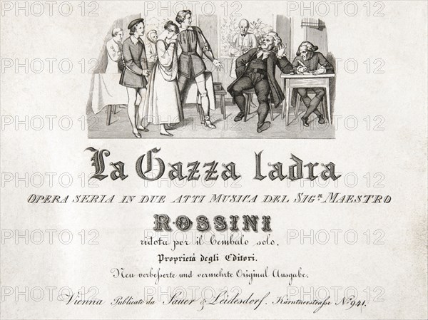 Frontispice du livret de "La Gazza Ladra" de Rossini