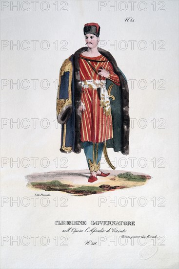 Costume de scène pour le personnage du gouverneur Cléomène dans "Le Siège de Corinthe" de Rossini