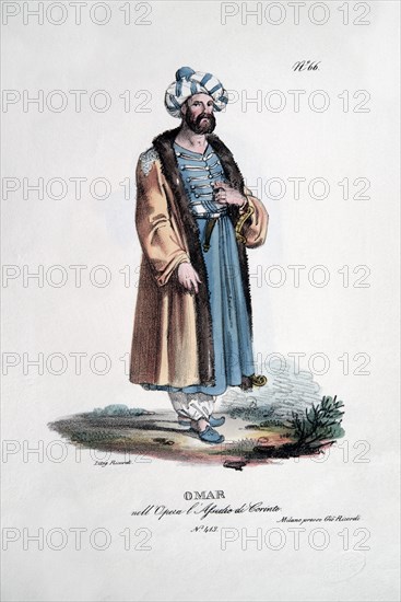 Costume de scène pour le personnage d'Omar dans "Le Siège de Corinthe" de Rossini