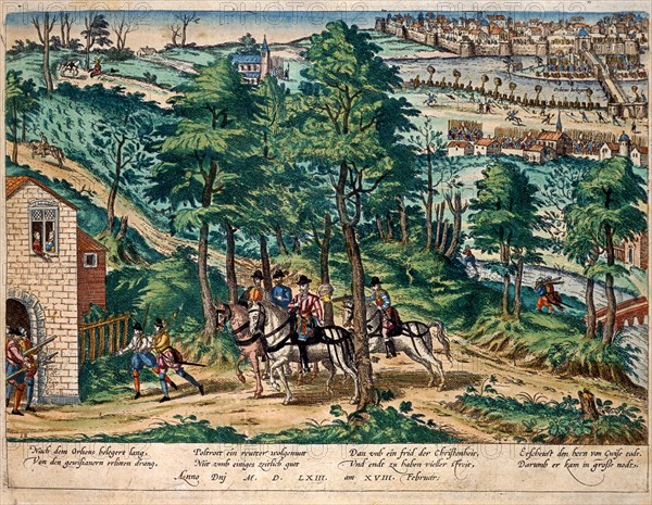 Hogenberg, Assassinat du Duc de Guise pat Jean de Poltrot, le 18 février 1563