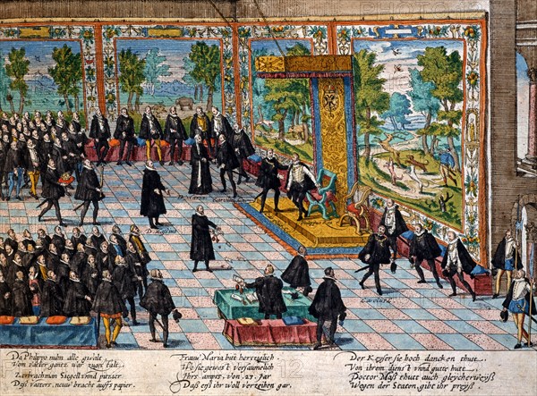 Hogenberg, Abdication de Charles V d'Espagne en 1556