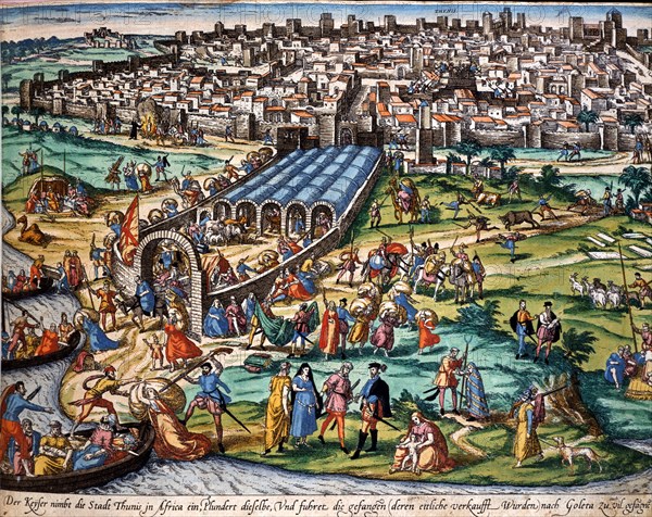 Hogenberg, La prise de Tunis par Charles Quint aux Ottomans, en 1535