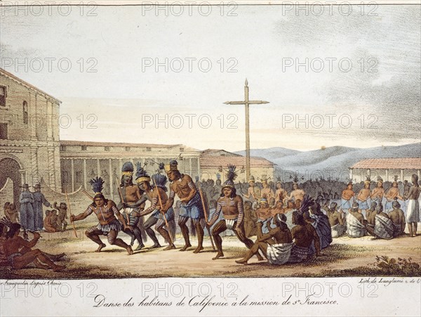 Danse des habitants de Californie à la mission de San Francisco