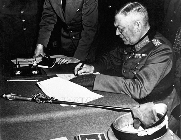 Field Marshal Wilhelm Keitel Signs The Unconditional Surrender Of