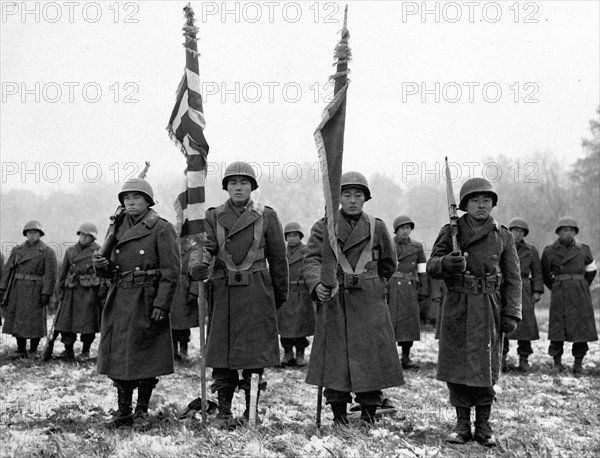 U.S 442th Regiment Combat Team  gets citations-Eastern France-November 12,1944.