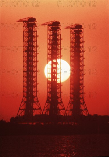 Sun rises on JFK Space Center (Fla) 1963
