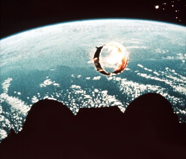 Interstage section that connects two stages of unmanned Apollo 6 falls away (April 4, 1968)