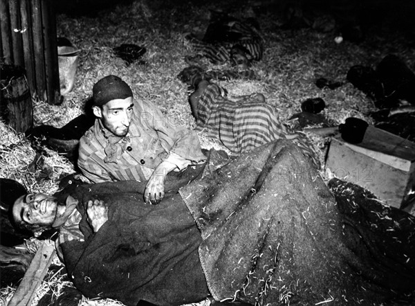 U.S. troops open gates of V-Bomb horror camp in Nordhausen (Germany) Spring 1945