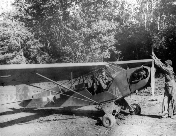 A U.S plane about to take off to direct artillery fire, in Italy, Nov. 29,1943