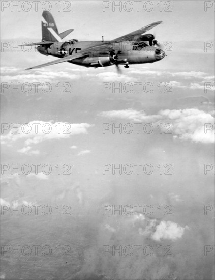 A B-26 Marauders of 9th U.S Bombardment Division over Memmigen (Germany) April 23,1945