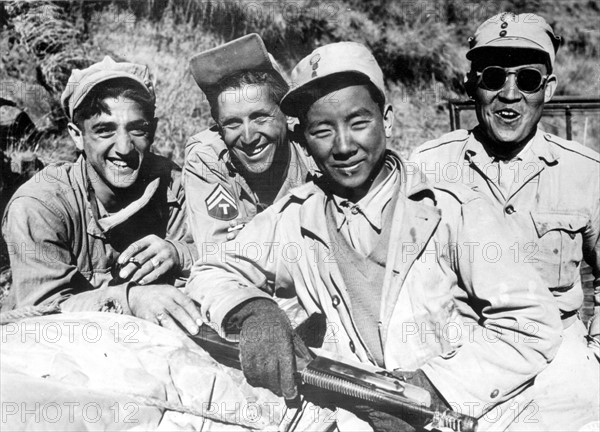 Convoy drivers, dusty and begrimed but happy (China, 1945)