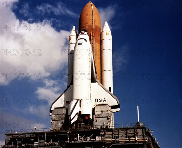 STS-3 stands tall against the Florida sky, February, 16,1982, Kennedy Space center