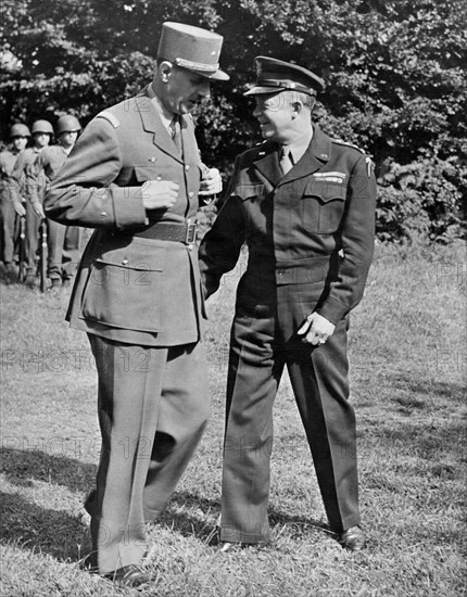 Allied Commanders chat together in  France, August 21, 1944.