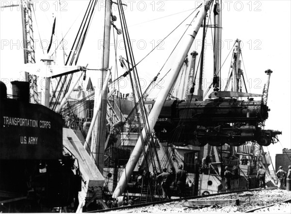 First  U.S. locomotives reach Cherbourg, August 1944