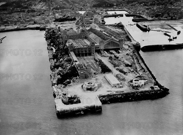 Blasted German railway station in Cherbourg, June 27, 1944