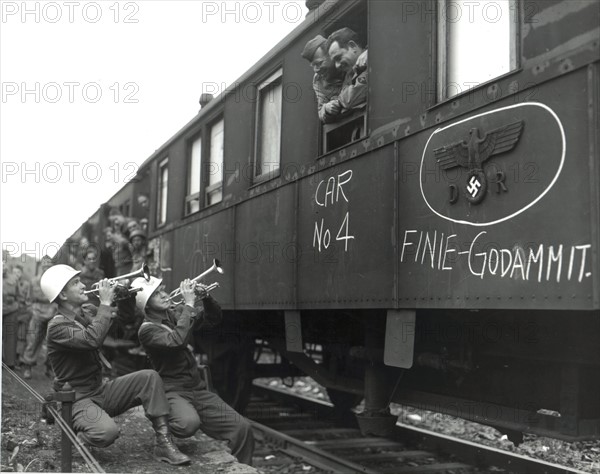 Des soldats américains commencent leur voyage de retour près de Fulda, 22 mai 1945