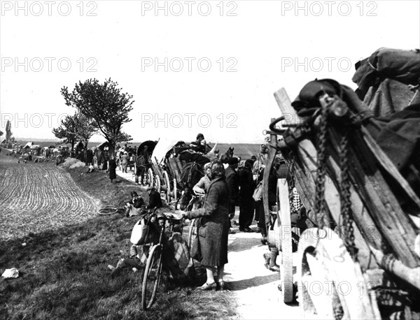 Germans civilians flee Russians at Wurzen,  April 27, 1945