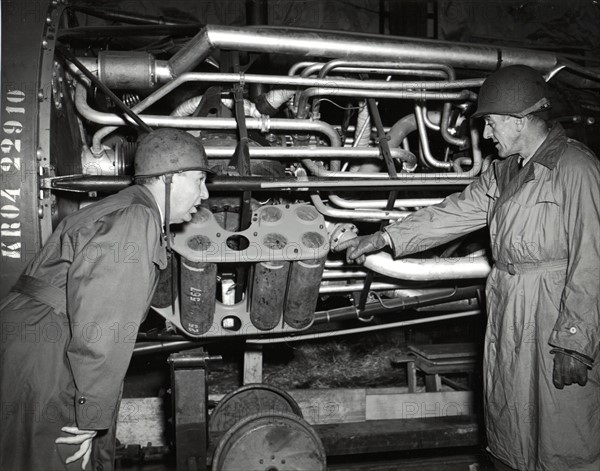 American Congressional Committee inspects V-2 Bomb factory in Nordhausen, May 1, 1945